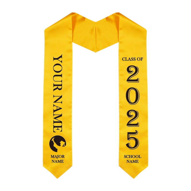 Graduation Stole, Personalized College Graduation Sash Custom Text, Stole for Graduation Classic Graduation Accessory, 3 Color Options