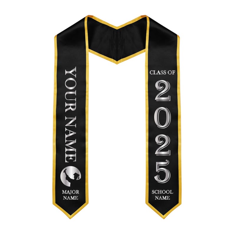 Graduation Stole, Personalized College Graduation Sash Custom Text, Stole for Graduation Classic Graduation Accessory, 3 Color Options