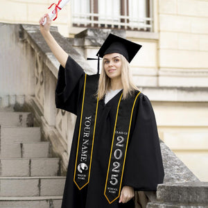 Graduation Stole, Personalized College Graduation Sash Custom Text, Stole for Graduation Classic Graduation Accessory, 3 Color Options