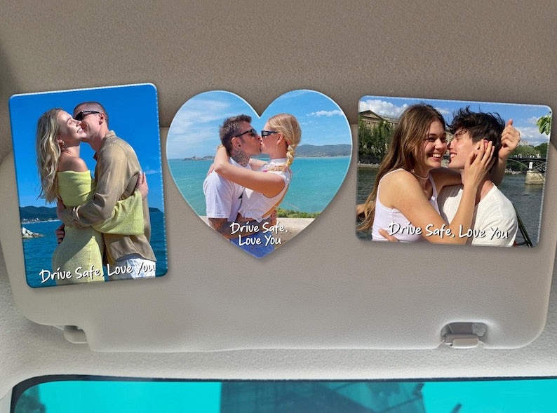 Personalized Valentine's Day Gift For Him, Custom Photo Car Visor Clip, Boyfriend Husband Gifts, Custom Drive Safe Sun Visor Picture Clip