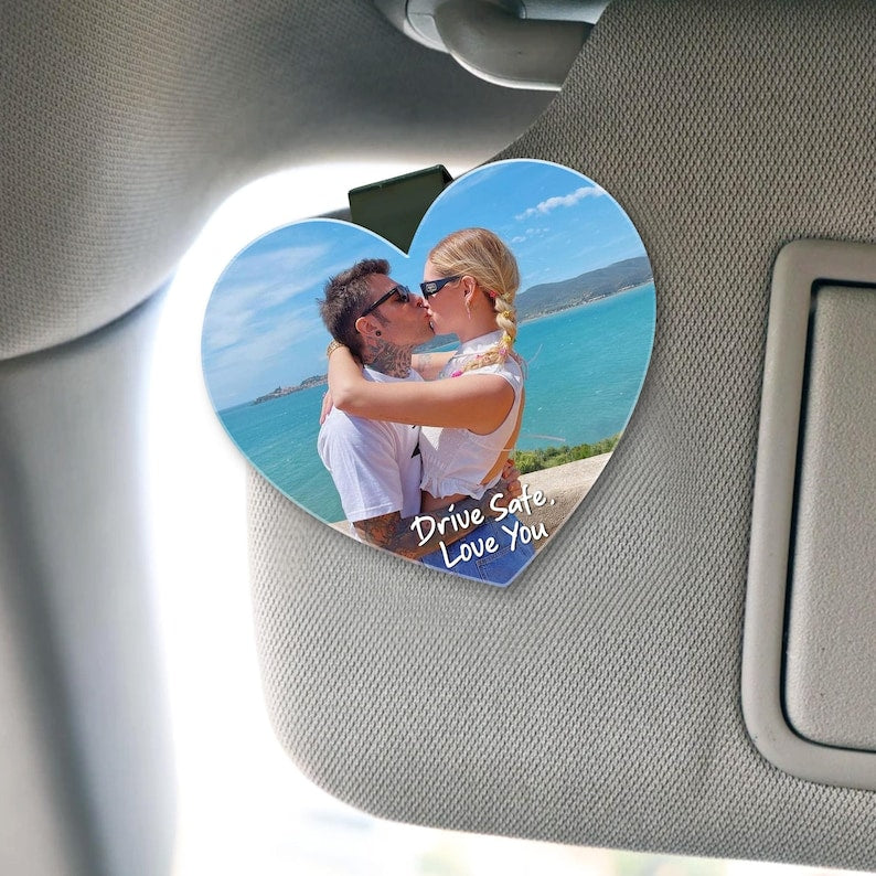 Personalized Valentine's Day Gift For Him, Custom Photo Car Visor Clip, Boyfriend Husband Gifts, Custom Drive Safe Sun Visor Picture Clip