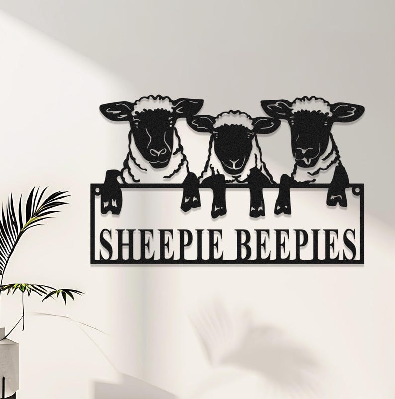 Sheep Farm Metal Sign, Custom Metal Sheep Sign,Personalized Three Sheep Metal Wall Art,Sheep Farm Decor Outdoor,Ranch Barn Sign