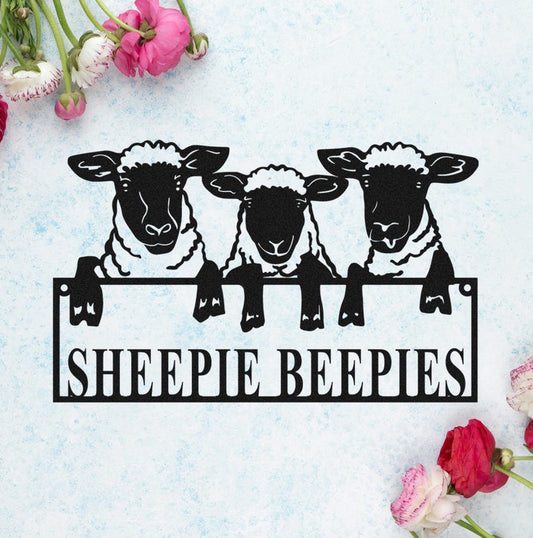 Sheep Farm Metal Sign, Custom Metal Sheep Sign,Personalized Three Sheep Metal Wall Art,Sheep Farm Decor Outdoor,Ranch Barn Sign