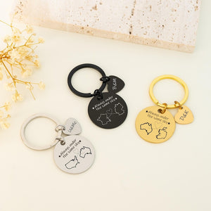 Custom Two Map Keychain,Always Under The Same Sky,Long Distance Relationship Gift,Going Away Gift,Couple Graduation Gift,Gift for Friend