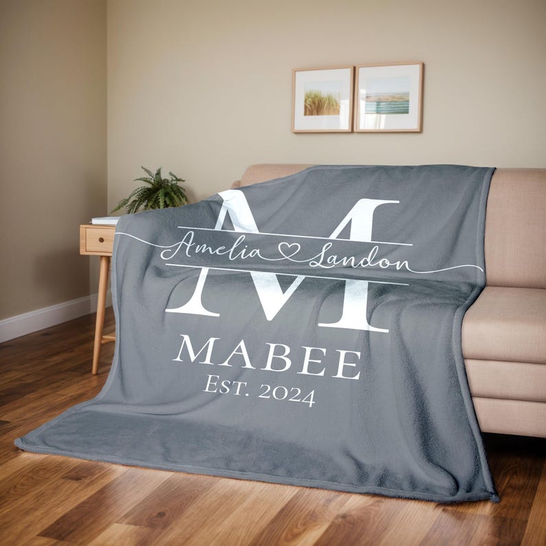 Personalized Monogram Names Blanket, Last Name Blanket, Wedding Gift, Anniversary Gift, Gift for Couple, Bridal Shower Gift, Engagement Gift