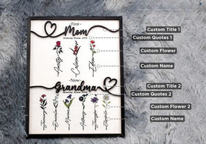 Nana Gift Personalized Flower Birth Month Garden Wooden Sign Frame, Mother Day Gift, First Mom Now Grandma Gift, Mom Gift, Mom Birthday Gift