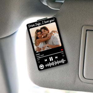 Personalized Valentine's Day Gift For Him, Custom Song & Photo Car Visor Clip, Boyfriend Husband Gifts, Drive Safe Photo Family Visor Clip