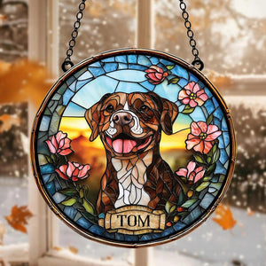 Custom Pet Portrait Stained Glass Suncatcher, Stained Glass Dog Memorial, Custom Dog Portrait from Photo, Pet Memorial Gift, Window hangings