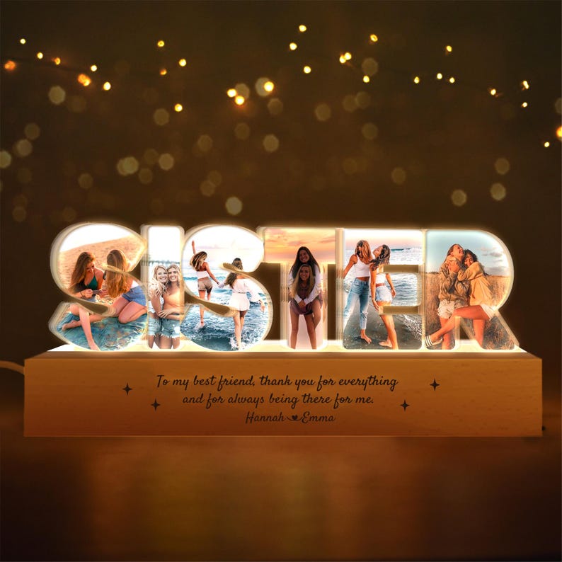 Personalized Sister Photos Collage Night Light, Sister Gift, Sister Christmas Gift, Big Sister Gift, Sister Gifts, Sister Birthday Gift