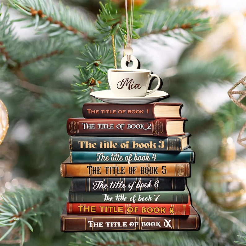 Personalized Christmas Book Name Ornament, Book Lover Gift, Bookworm Gifts, 2025 Christmas Ornaments - Flat Printed Acrylic Ornament
