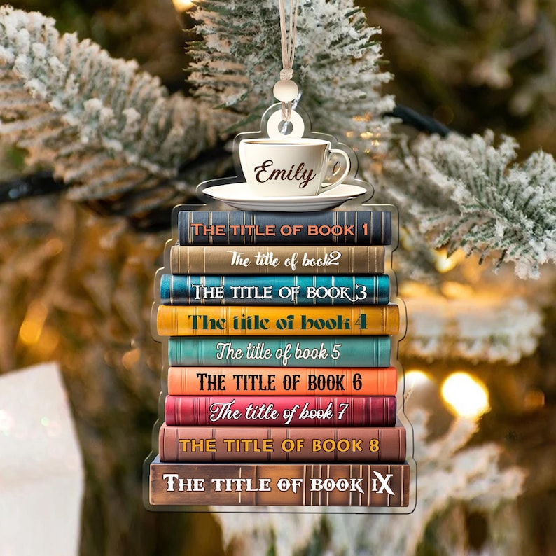 Personalized Christmas Book Name Ornament, Book Lover Gift, Bookworm Gifts, 2025 Christmas Ornaments - Flat Printed Acrylic Ornament
