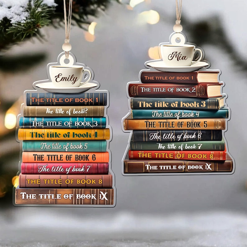 Personalized Christmas Book Name Ornament, Book Lover Gift, Bookworm Gifts, 2025 Christmas Ornaments - Flat Printed Acrylic Ornament