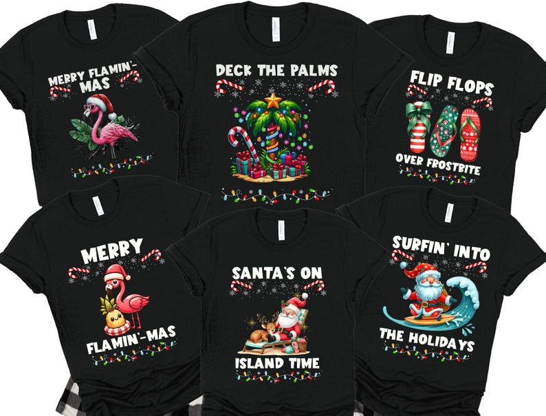 Matching Family Pajamas Shirts, Christmas Pajamas Tshirt, Tropical Christmas Family Pajamas Tee, Christmas on beach Shirt, Christmas Shirts