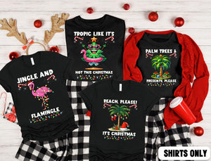 Matching Family Pajamas Shirts, Christmas Pajamas Tshirt, Tropical Christmas Family Pajamas Tee, Christmas on beach Shirt, Christmas Shirts