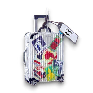 Travel Suitcase Ornament Personalized | Custom Travel Christmas Gift 2025 | Vacation Memory