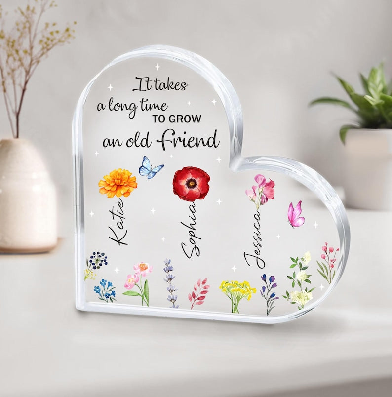Personalized Birth Month Best Friend Acrylic Plaque, Custom Friend Keepsake, Besties Friendship Gift, Best Friend Gift, BFF Birthday Gifts
