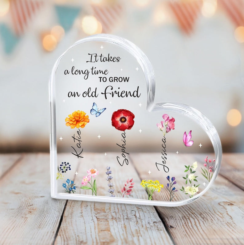 Personalized Birth Month Best Friend Acrylic Plaque, Custom Friend Keepsake, Besties Friendship Gift, Best Friend Gift, BFF Birthday Gifts