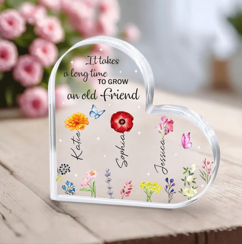 Personalized Birth Month Best Friend Acrylic Plaque, Custom Friend Keepsake, Besties Friendship Gift, Best Friend Gift, BFF Birthday Gifts