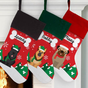 Personalized Christmas Dog Breeds Stocking, Custom Pet Stocking, Dog Stocking, New Dog Gifts, Personalized Gifts For Dog Lover