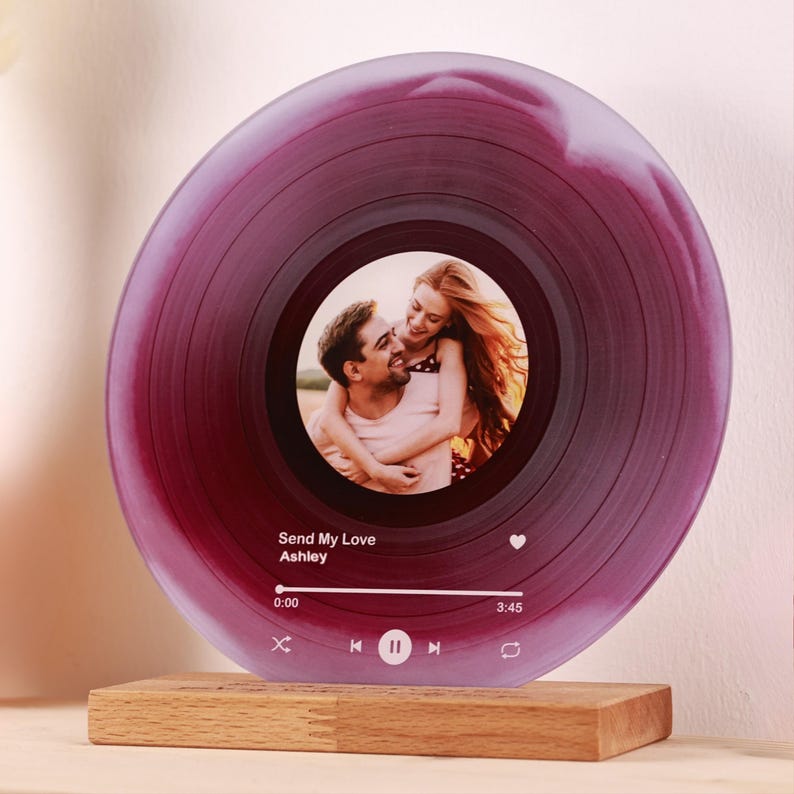 Personalized Vinyl Record with Photo - Acrylic Song Plaque - Anniversary Gift for Friends - Birthday Gift for Her Him - Valentines Day Gifts