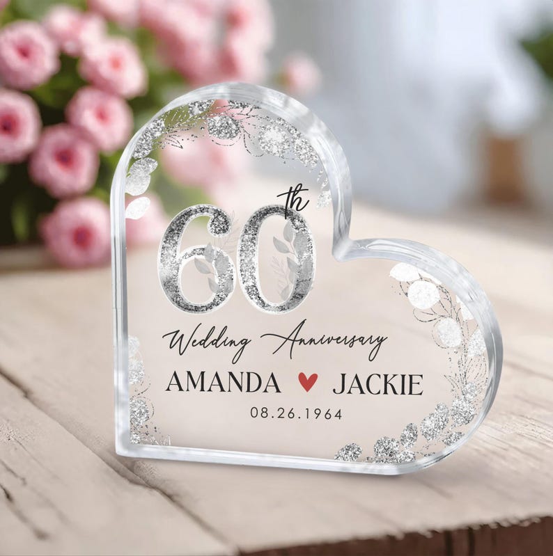 Personalized 60th Anniversary Gift, Diamond Wedding Anniversary Gift, 60th Wedding Anniversary Acrylic Plaque, Gift for Parents Grandparents