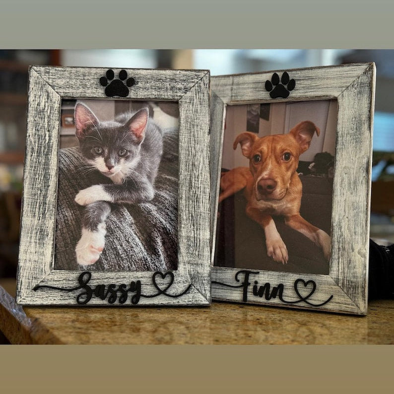 Pet Picture Frame with Name Custom Dog Photo Frame Cat Paw Print Frame Personalized Pet Gift for Pet Owners Pet Memorial Keepsake