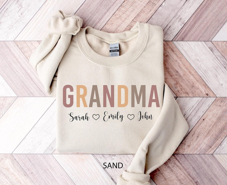 Personalized Grandma Sweatshirt with Names, Custom Grandma Sweatshirt, Nana T-Shirt, Gramma With Children Names Apparel, Mother's Day Gift