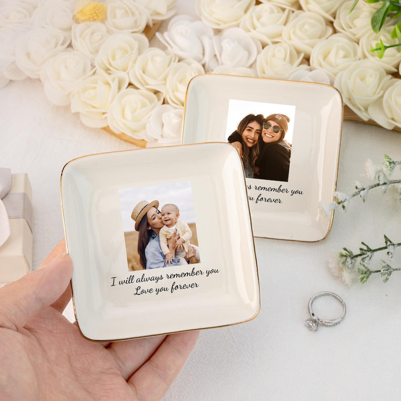 Personalized Photo Ring Dish,Custom Picture Trinket Tray,Jewelry Storage,Friends Jewelry Dish,Gift for Mom Sister,Anniversary Photo Gifts