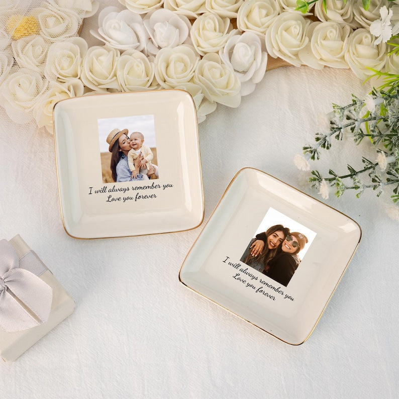 Personalized Photo Ring Dish,Custom Picture Trinket Tray,Jewelry Storage,Friends Jewelry Dish,Gift for Mom Sister,Anniversary Photo Gifts