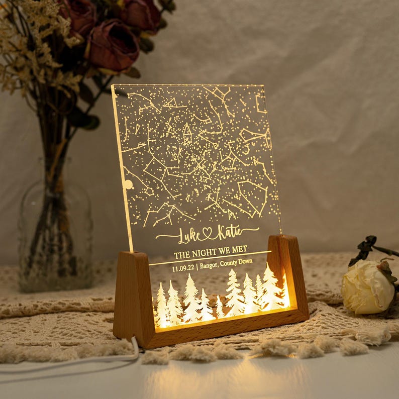 Custom Star Map by Date,Night We Met Valentine's Day Gift,Star Map Night Light,Personalized Constellation Map,Anniversary Gift for Him/Her