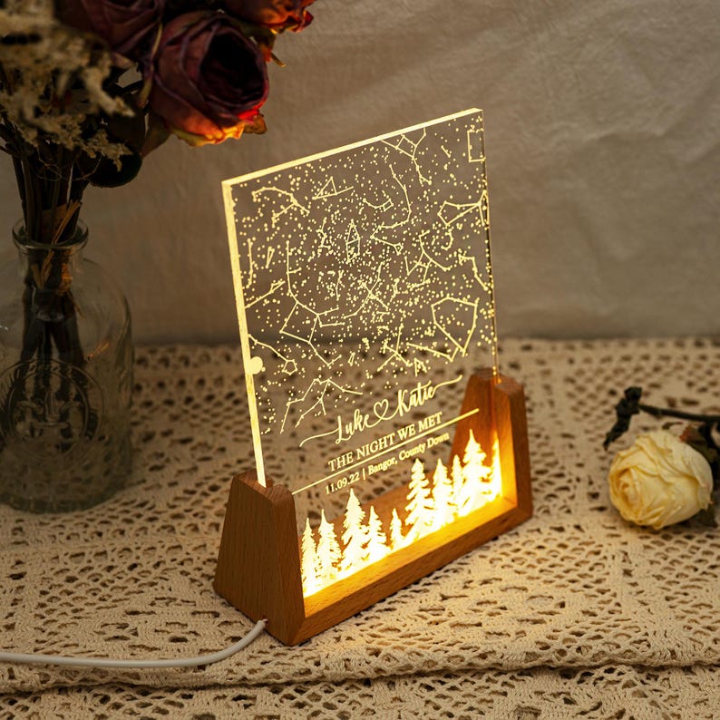 Custom Star Map by Date,Night We Met Valentine's Day Gift,Star Map Night Light,Personalized Constellation Map,Anniversary Gift for Him/Her