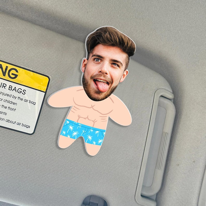 Personalized Valentine's Day Gift For Him, Funny Face Photo Car Visor Clip, Boyfriend Husband Gifts, Custom Sun Car Visor Clip With Picture