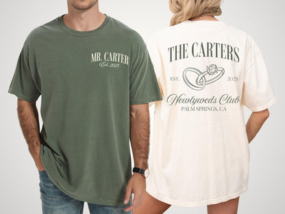 Newlyweds Shirts Mr and Mrs Tees Honeymoon Club Shirts Just Married Shirts Custom Name Honeymoon Tshirt Hubby and Wifey Shirt Couple Tee