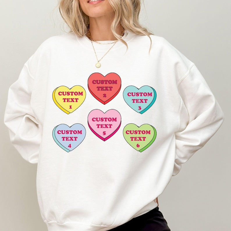 Custom Conversation Candy Hearts Valentine Sweatshirt - Custom Valentines Day Shirt - Personalized Candy Hearts Shirt - Gift For Mama