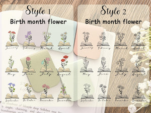 Name Bookmark with Birth Flower,Custom Leather Birth Flower Bookmark,Personalized Magnetic Bookmark,Book Lover Birthday Gift,Book Accessory