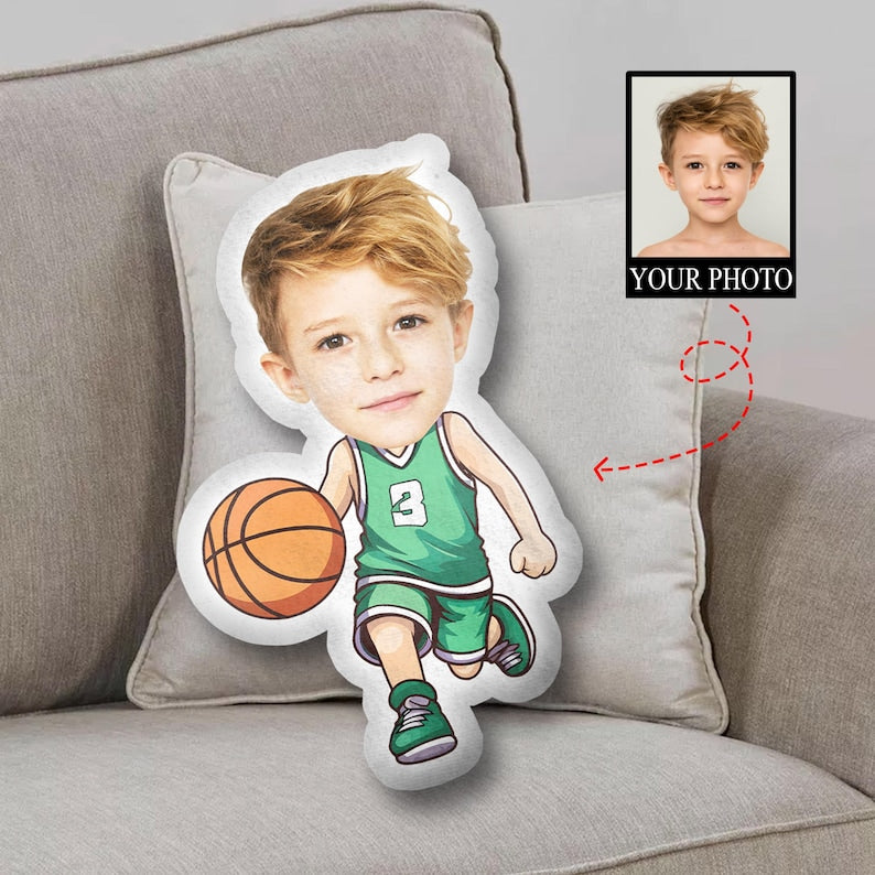 Custom Face Basketball Pillow, Funny 3D Ugly Pillow from photo, Birthday Boy Gift, Basketball Player gift, Kids Shaped Pillow, Stuffed decor