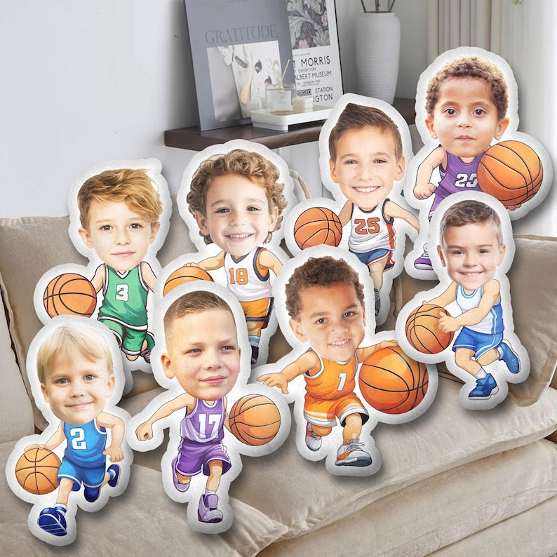 Custom Face Basketball Pillow, Funny 3D Ugly Pillow from photo, Birthday Boy Gift, Basketball Player gift, Kids Shaped Pillow, Stuffed decor