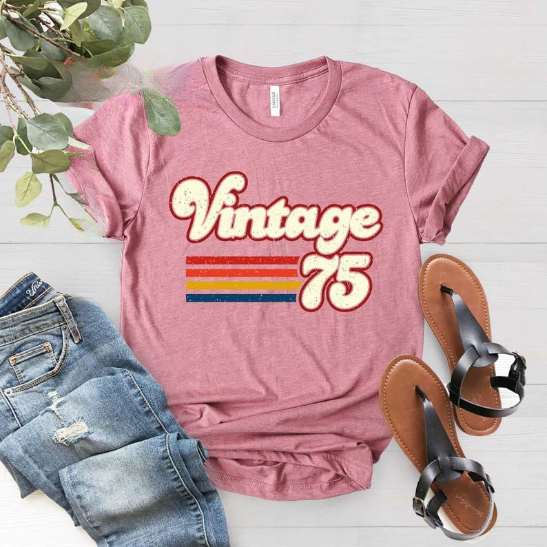 1975 Vintage Birthday Gift Tee, Retro Style, 50th Birthday for Women, Vintage 1975 T-Shirt, 50th Birthday, 50th Birthday Gift, Father Gift