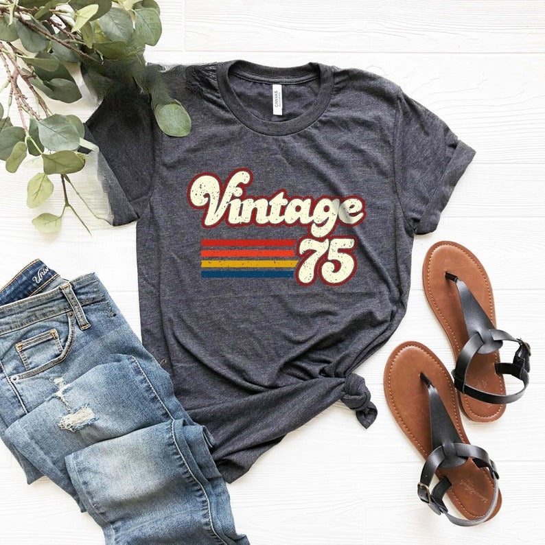 1975 Vintage Birthday Gift Tee, Retro Style, 50th Birthday for Women, Vintage 1975 T-Shirt, 50th Birthday, 50th Birthday Gift, Father Gift
