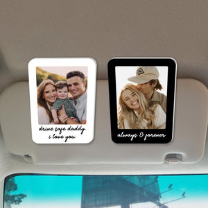 Personalized Father's Gift For Dad, Custom Family Photo Car Visor Clip, Daddy Gifts, Drive Safe Visor Clip With Picture Gift For Husband
