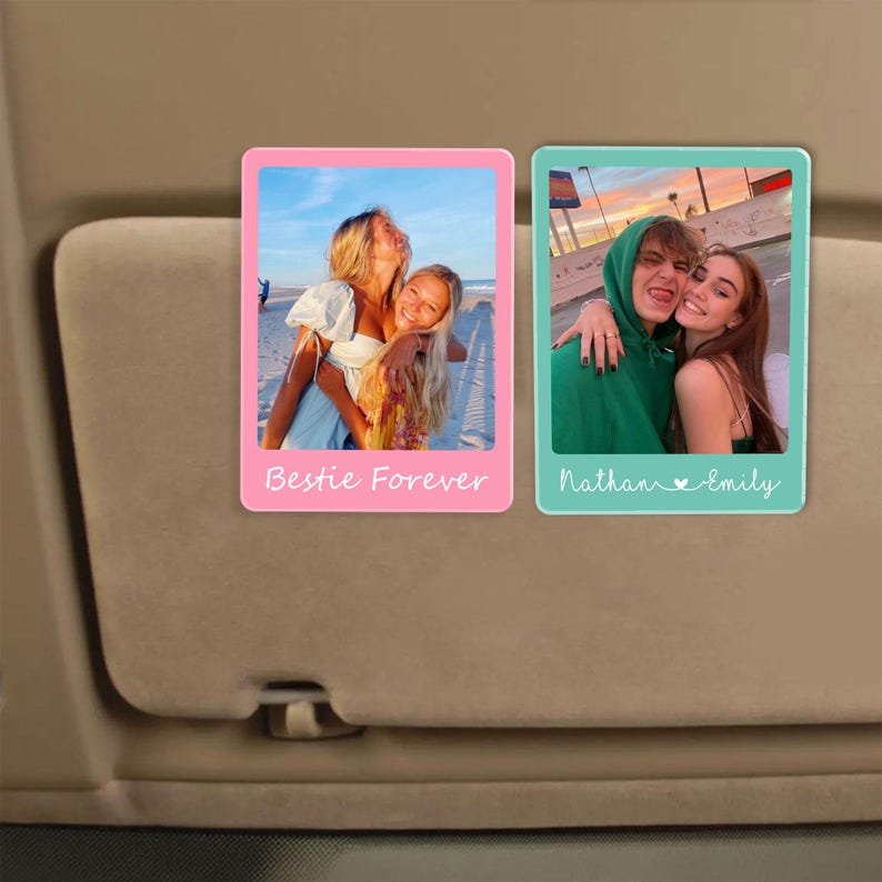 Personalized Valentine Day Gift For Him, Custom Photo Couples Car Visor Clip, Besties Gift, Custom Best Friend Sun Visor Clip With Picture