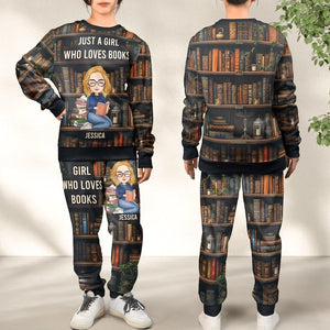 Book Lover Personalized Sweatshirt And Sweatpants Set, Just A Girl Who Loves Books Personalized Joggers, Book Lover Gift, Book Club Gifts