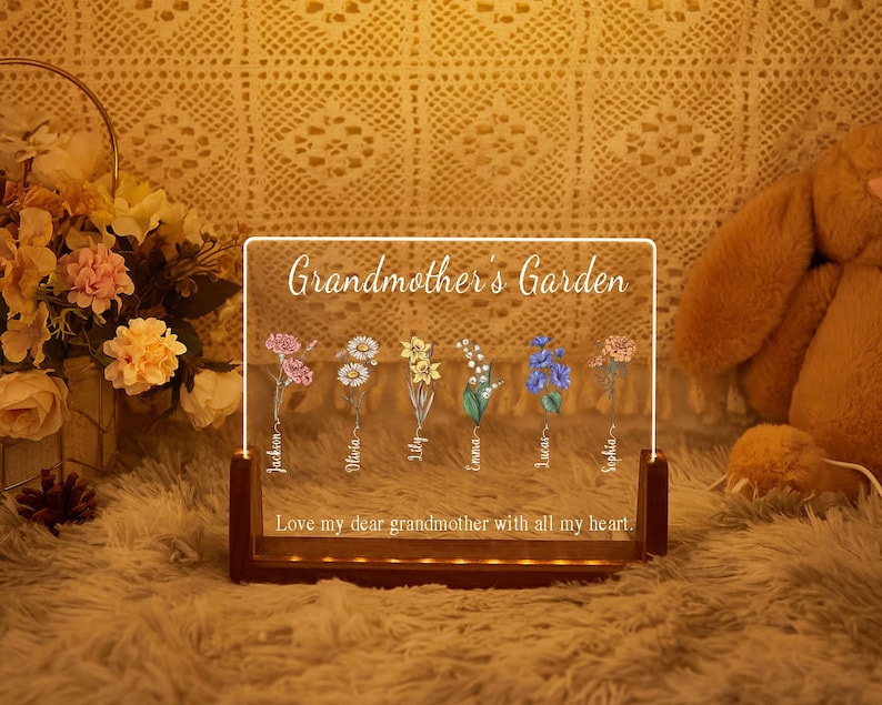 Custom Mom's Garden Night Light with name,Birth Month Flower Custom Light,Family member names, Mother's Day Gift,Family Birth Flower Gift