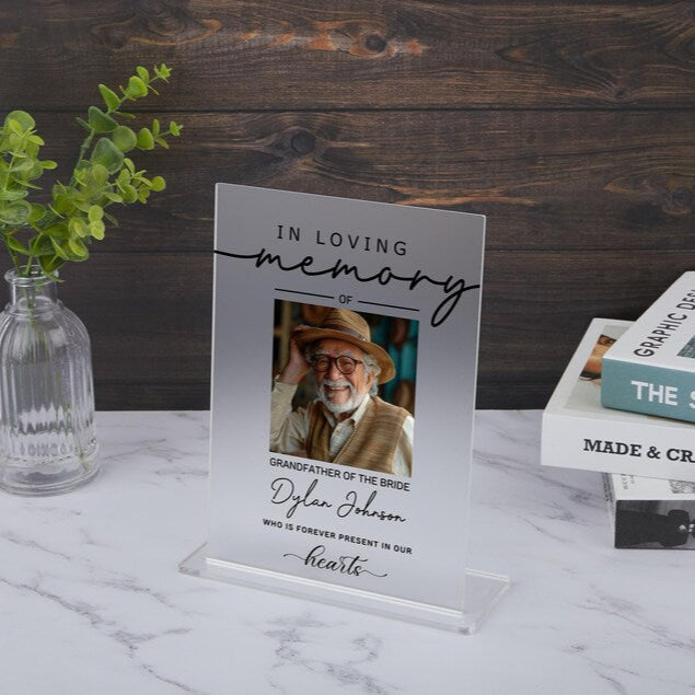 In Loving Memory Photo Sign, Custom Photo Memorial Plaque, In Loving Memory Wedding Present, Memory Acrylic Sign, Memorial Sympathy Gift