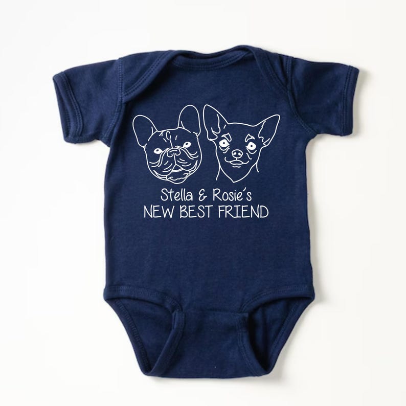 New Best Friend Onesie, Newborn Gift, Dog Lover, Custom Baby Onesie, New Baby Gift, Dog, Dog Portrait, Custom Dog, Coming Home Outfit
