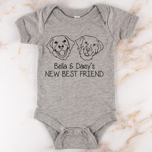 New Best Friend Onesie, Newborn Gift, Dog Lover, Custom Baby Onesie, New Baby Gift, Dog, Dog Portrait, Custom Dog, Coming Home Outfit