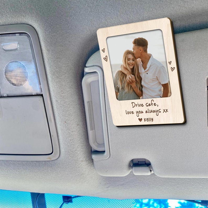 Custom Photo Car Visor Clip, Drive Safe, Valentines Day Gift for Boyfriend, Custom Photo Car Decoration, Couple Photo Visor Clip
