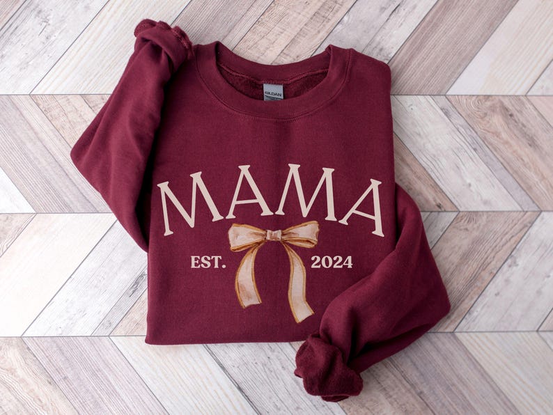 Mama Shirt For Mothers Day Gift From Daughter Bow Mama Fall Tshirt Birthday Gift For Mom New Mom To Be Baby Reveal