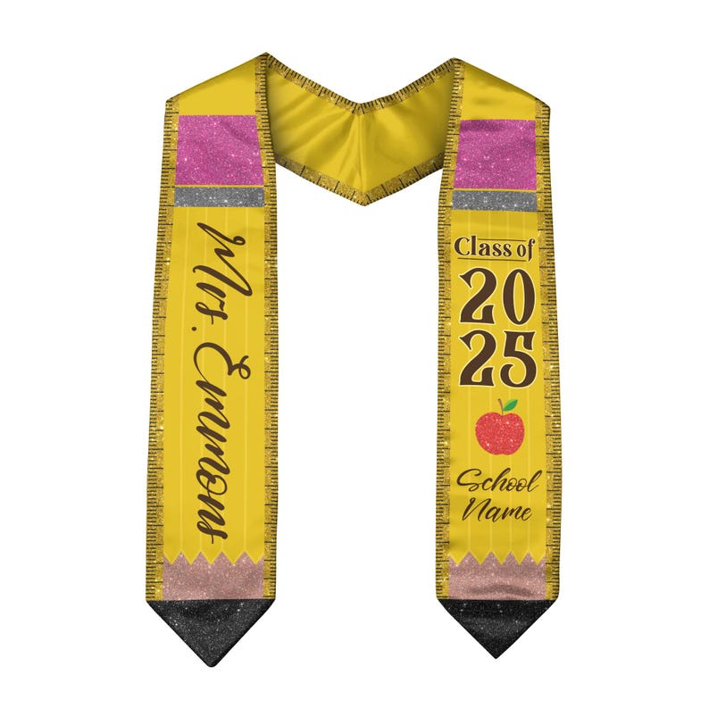 Custom Graduation Stole Class Of 2025, Teacher Graduation Stole 2025, Teacher Stole, Pencil Stole Graduation For Teachers, Sash For Teacher