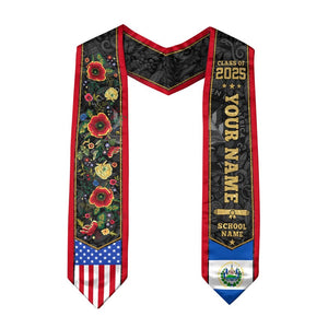 Custom Salvadorans American Flag Graduation Sash 2025, El Salvador Graduation Stole 2025, Salvadorans Graduation Sash, Graduation Stole 2025